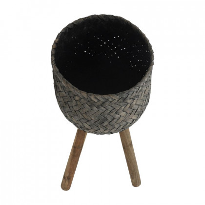 Sagebrook Bamboo Planters On Stands (Set Of 2) - Brown/Black