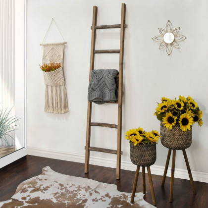Sagebrook Bamboo Planters On Stands (Set Of 2) - Brown/Black