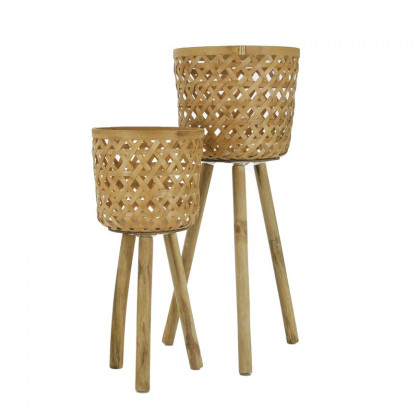 Sagebrook Bamboo Planters On Stands (Set Of 2) - Natural