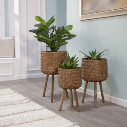 Sagebrook Bamboo Planters (Set Of 3) - Brown