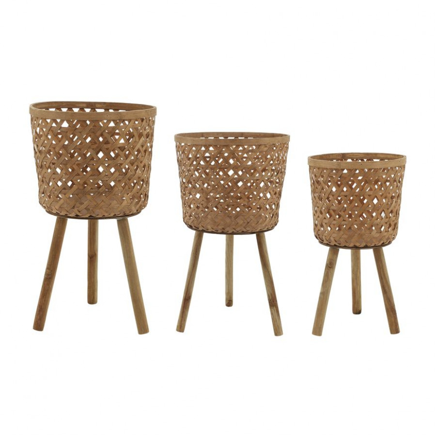 Sagebrook Bamboo Planters (Set Of 3) - Natural
