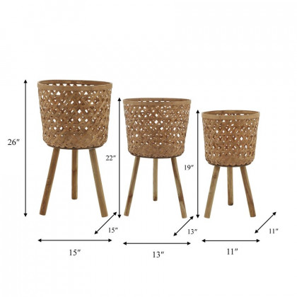 Sagebrook Bamboo Planters (Set Of 3) - Natural