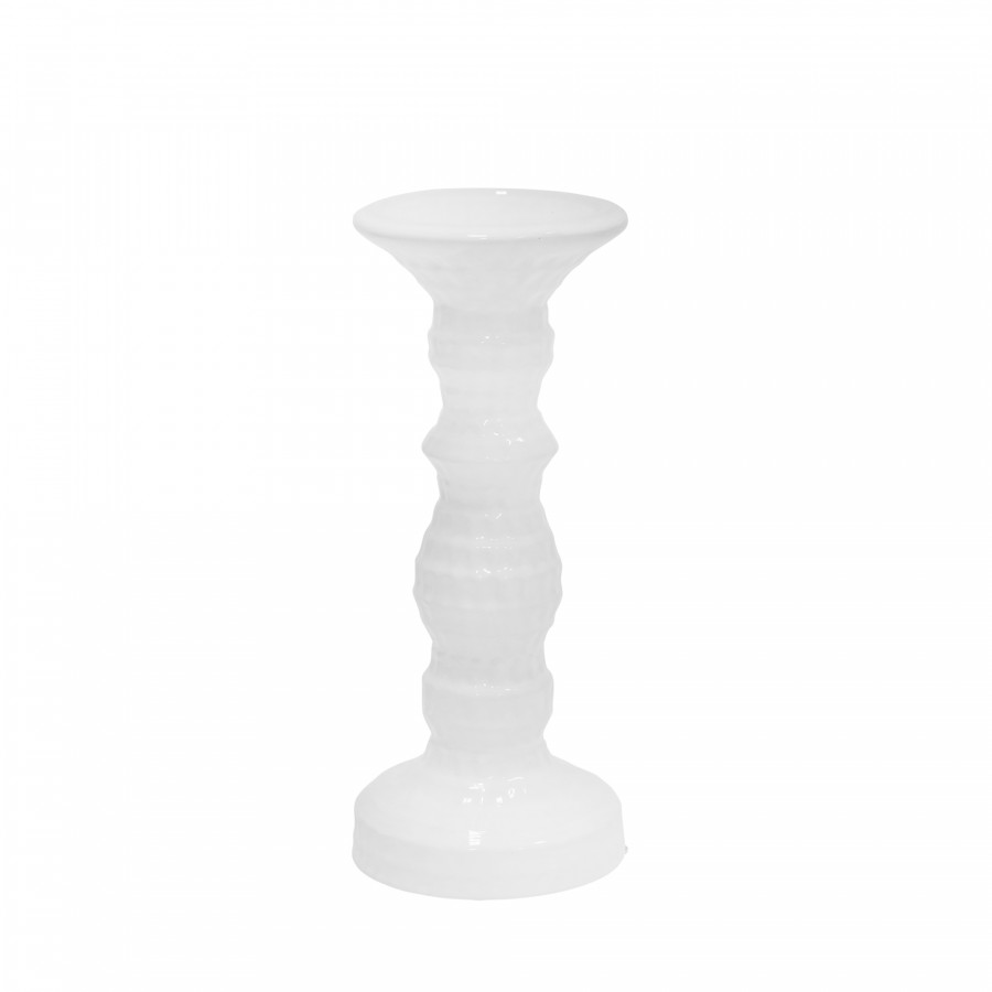 Sagebrook 9.75" Dimpled Candle Holder - White