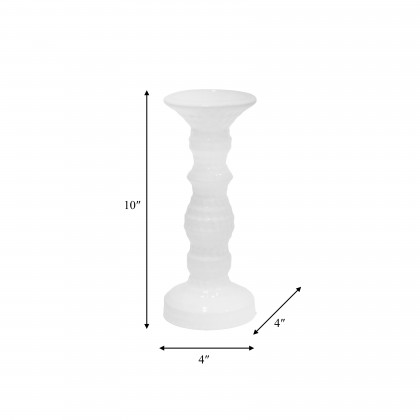 Sagebrook 9.75" Dimpled Candle Holder - White