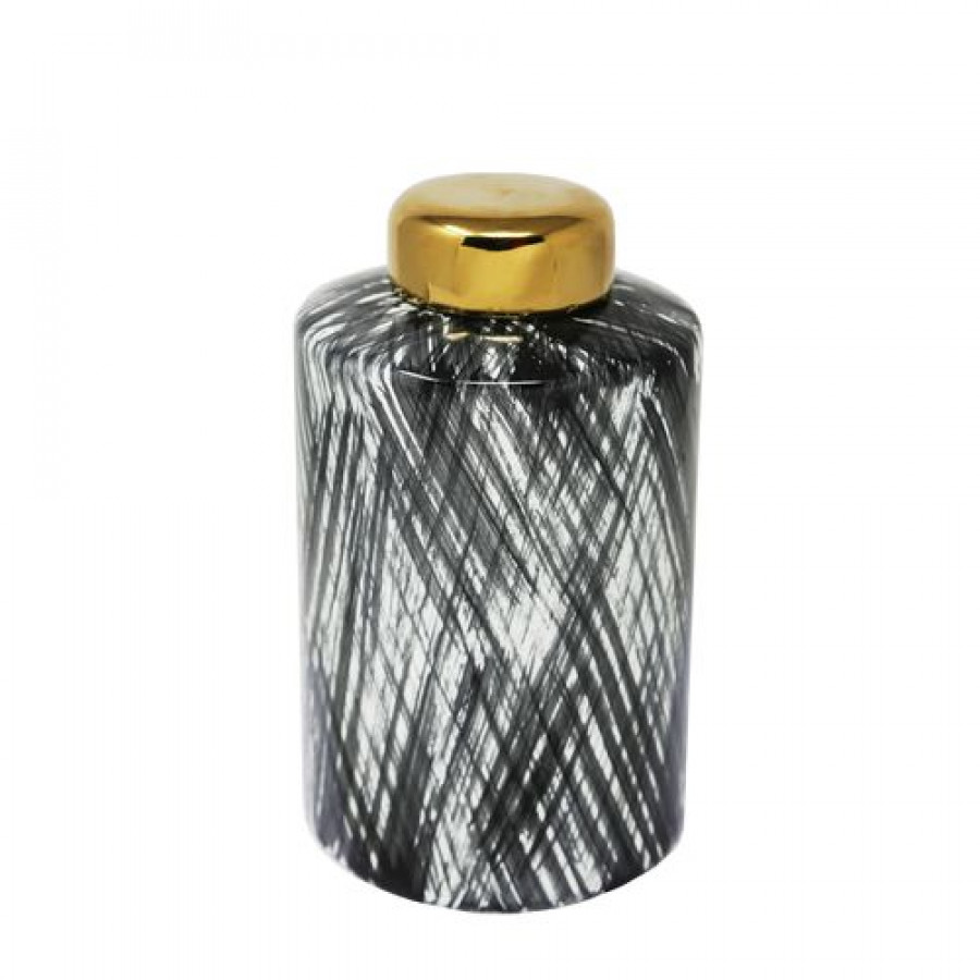 Sagebrook - 10" Ceramic Ginger Jar in Black/White