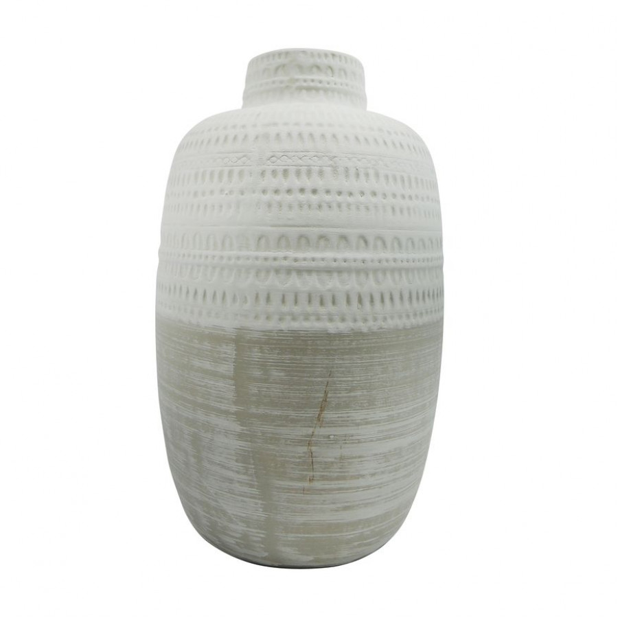 Sagebrook 10" Ceramic Tribal Vase - Beige