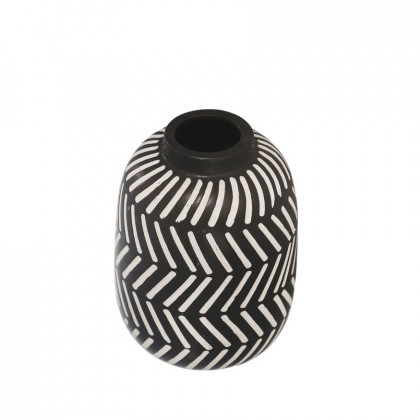 Sagebrook - 10" Ceramic Tribal Vase in Black/White