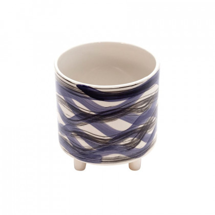 Sagebrook - 9"/6" Footed Planters (Set Of 2) in Abstract Blue