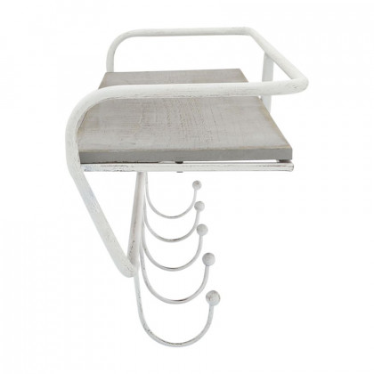 Sagebrook Metal/Wood 5 Hook Wall Shelf - White/Gray