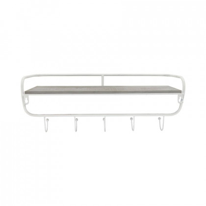Sagebrook Metal/Wood 5 Hook Wall Shelf - White/Gray