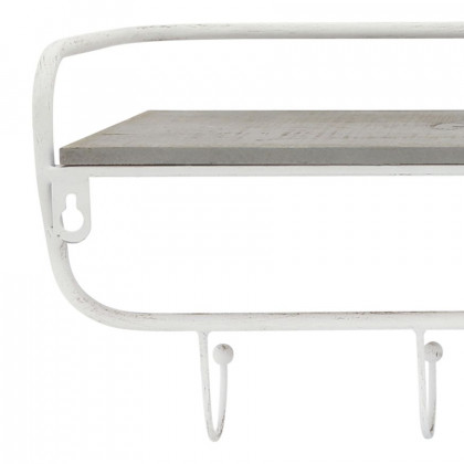 Sagebrook Metal/Wood 5 Hook Wall Shelf - White/Gray