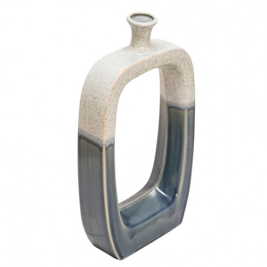 Sagebrook 18" Ceramic Vase With Cut-out - White/Blue