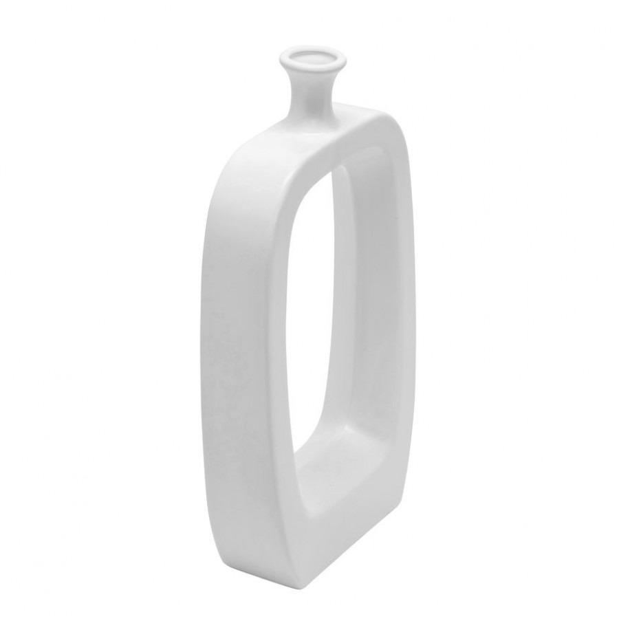 Sagebrook 18" Ceramic Vase With Cut-out - White