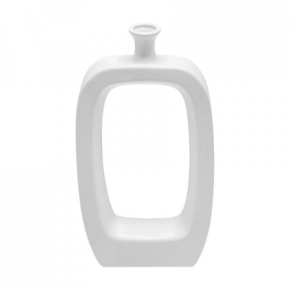 Sagebrook 18" Ceramic Vase With Cut-out - White