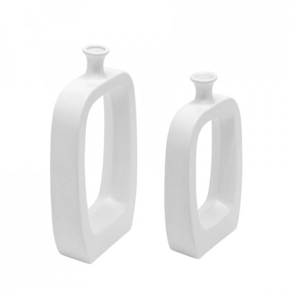 Sagebrook 18" Ceramic Vase With Cut-out - White