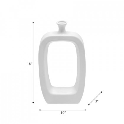 Sagebrook 18" Ceramic Vase With Cut-out - White