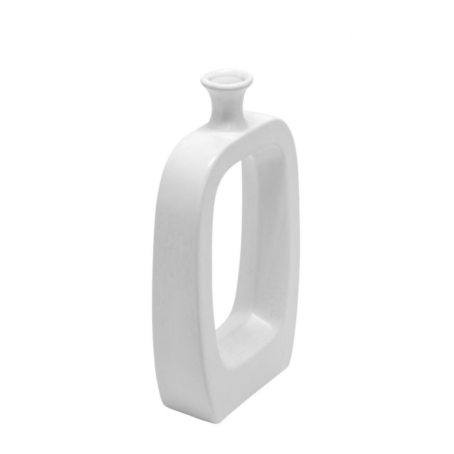 Sagebrook 14" Ceramic Vase With Cut-out - White