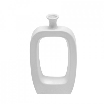 Sagebrook 14" Ceramic Vase With Cut-out - White