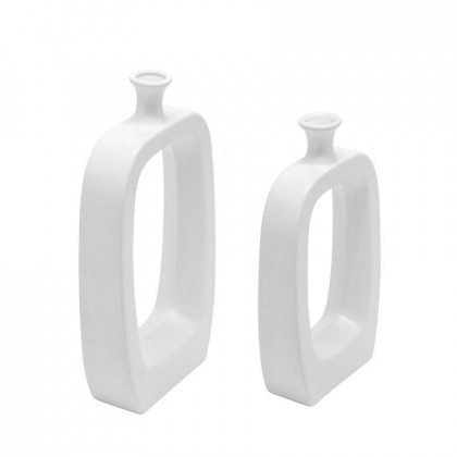 Sagebrook 14" Ceramic Vase With Cut-out - White