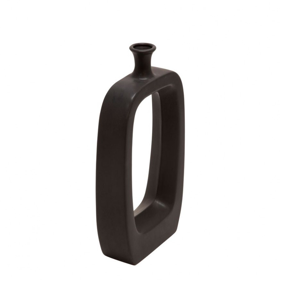 Sagebrook 18" Ceramic Vase With Cut-out - Black
