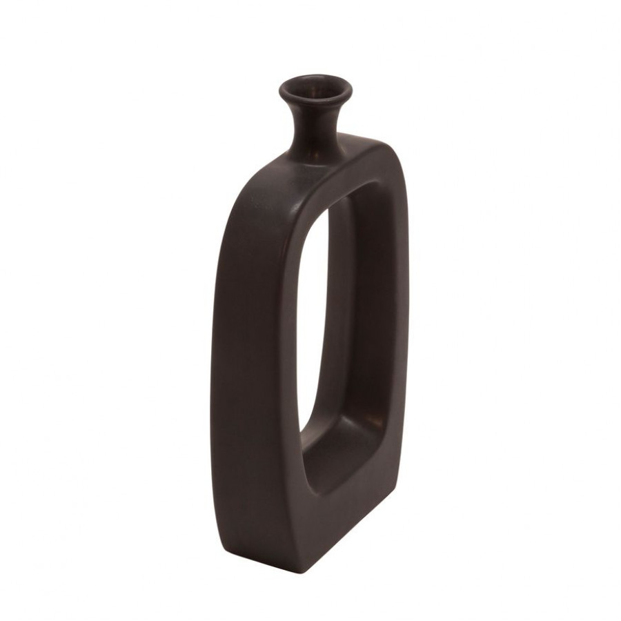 Sagebrook 14" Ceramic Vase With Cut-out - Black