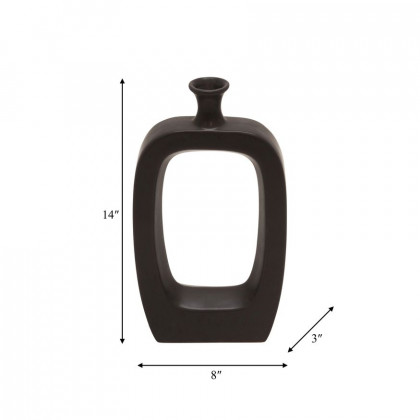 Sagebrook 14" Ceramic Vase With Cut-out - Black