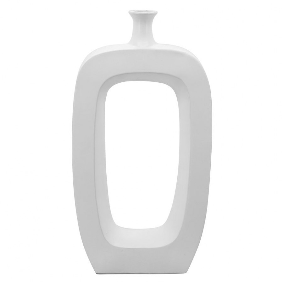 Sagebrook 24" Ceramic Vase With Cut-out - White