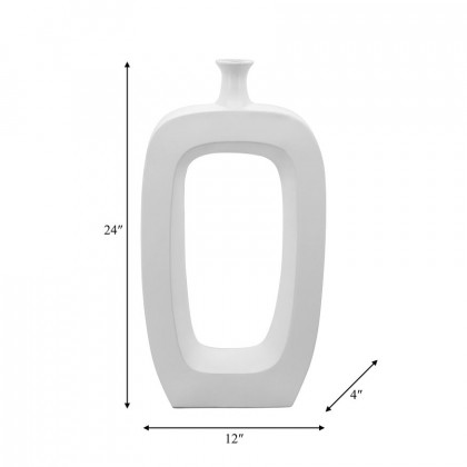 Sagebrook 24" Ceramic Vase With Cut-out - White