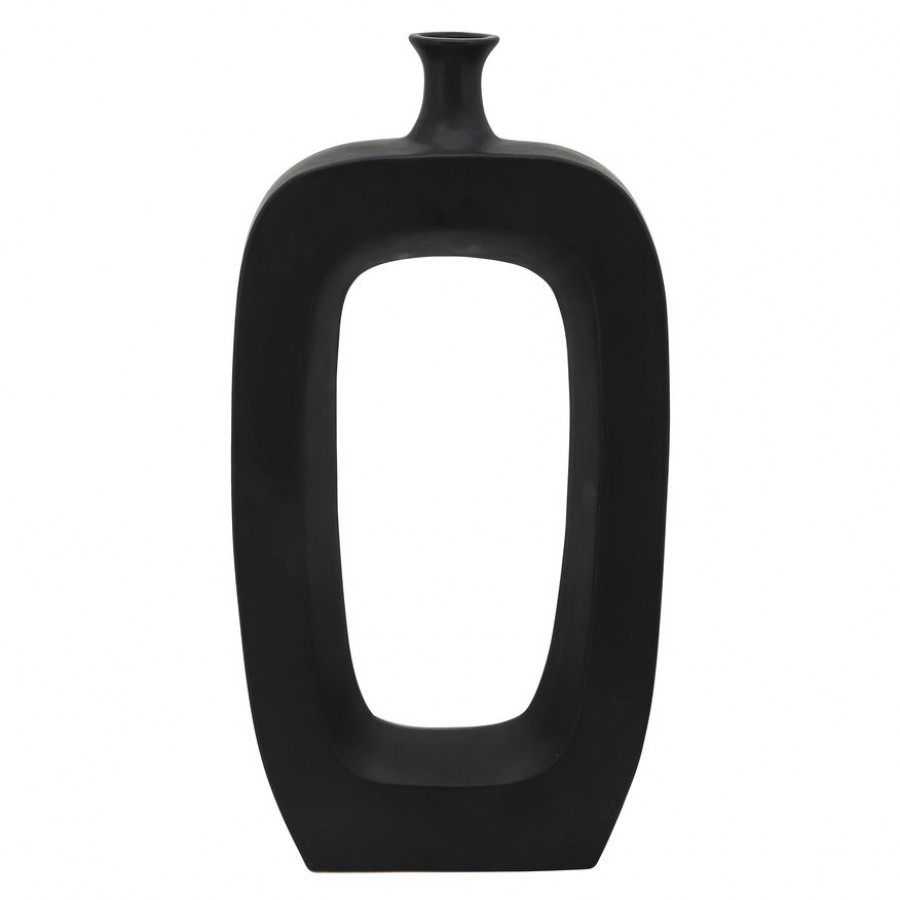 Sagebrook 24" Ceramic Vase With Cut-out - Black