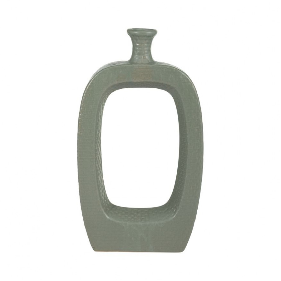 Sagebrook 14" Ceramic Vase With Cut-out - Green