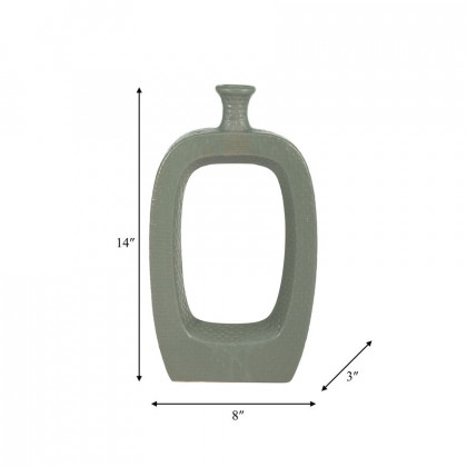 Sagebrook 14" Ceramic Vase With Cut-out - Green