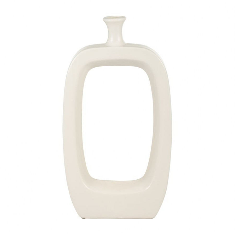 Sagebrook 18" Ceramic Vase With Cut-out - Cream