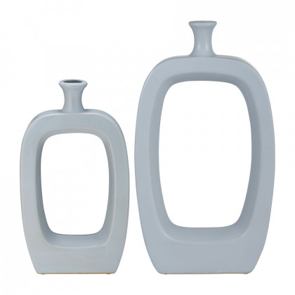 Sagebrook 18" Ceramic Vase With Cut-out - Blue