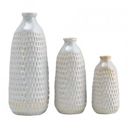 Sagebrook 16" Ceramic Dimpled Vase - Oatmeal