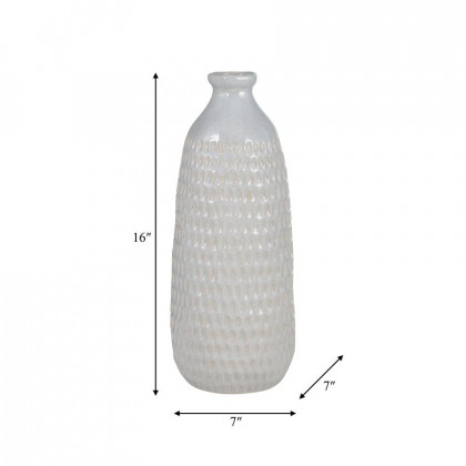 Sagebrook 16" Ceramic Dimpled Vase - Oatmeal