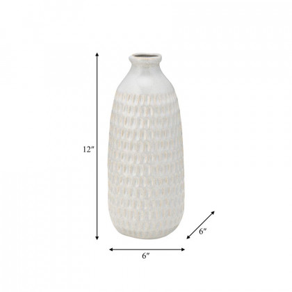 Sagebrook 12" Ceramic Dimpled Vase - Oatmeal