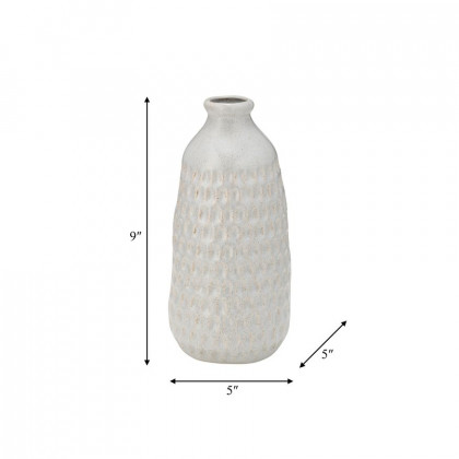 Sagebrook 9" Ceramic Dimpled Vase - Oatmeal