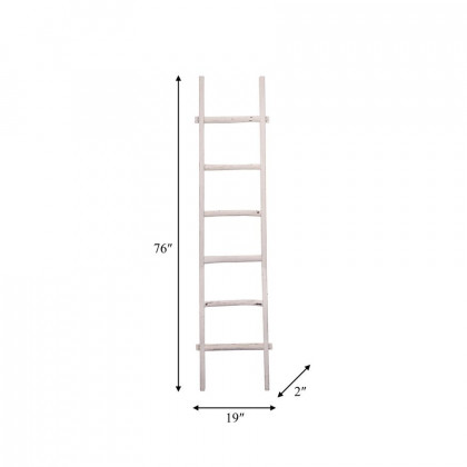 Sagebrook 76" Wooden Decorative Ladder - White