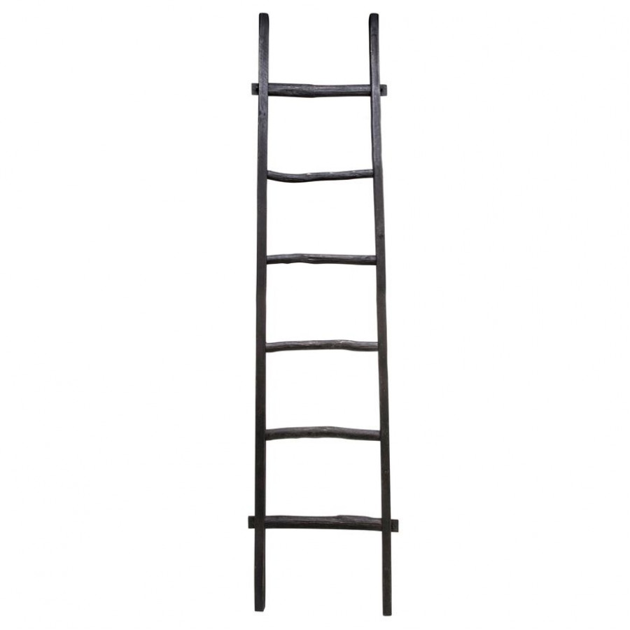 Sagebrook 76" Wooden Decorative Ladder - Black