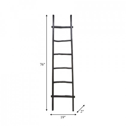 Sagebrook 76" Wooden Decorative Ladder - Black