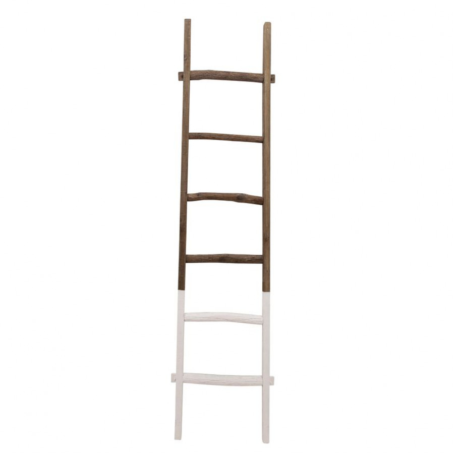 Sagebrook 76" Wooden Decorative Ladder - White/Brown