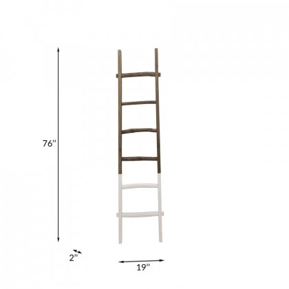 Sagebrook 76" Wooden Decorative Ladder - White/Brown