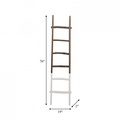 Sagebrook 76" Wooden Decorative Ladder - White/Brown