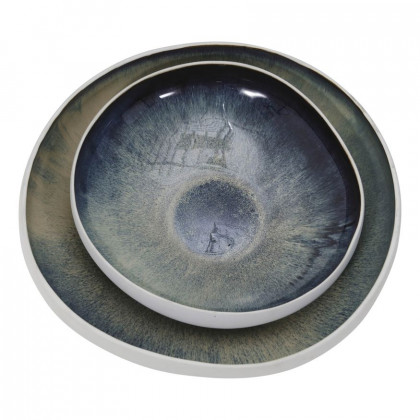 Sagebrook 12"/15" Ceramic Bowls (Set Of 2) - White/Green