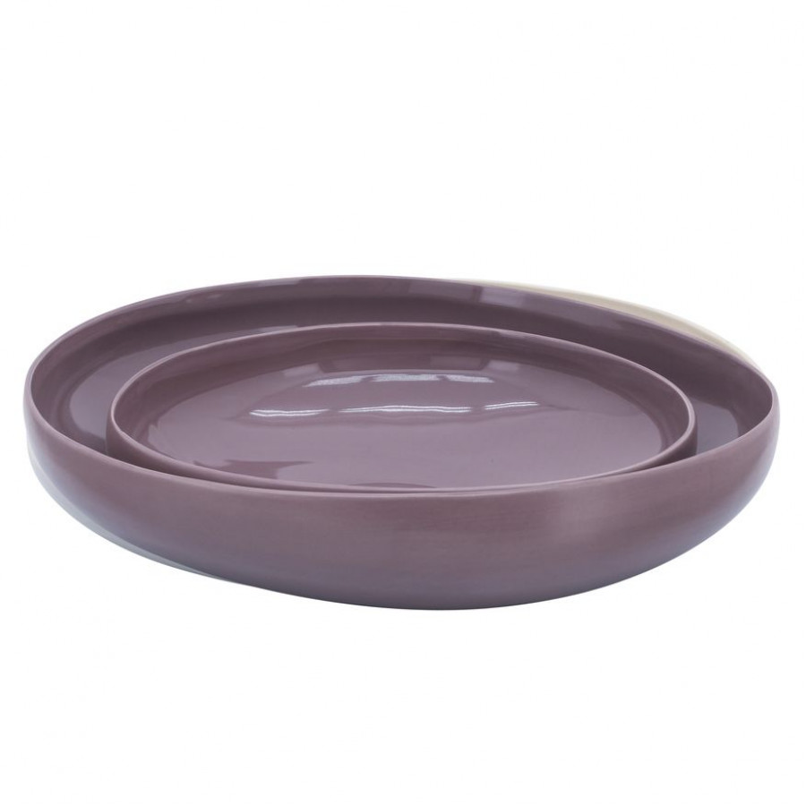 Sagebrook 12"/15" Organic Bowls (Set Of 2) - Lavander