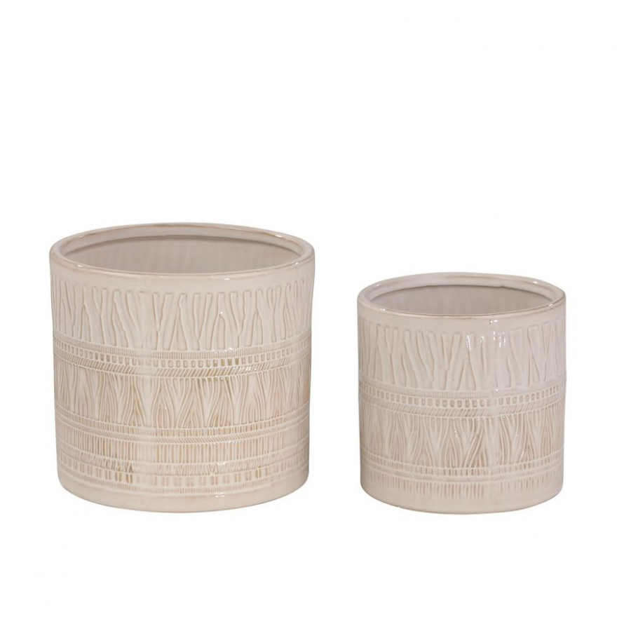Sagebrook - 5"/7" Ceramic Planters (Set Of 2) in White