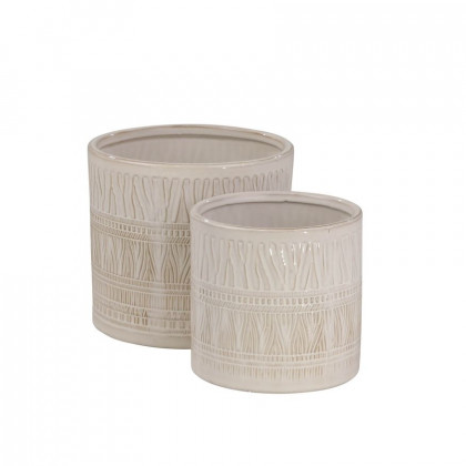 Sagebrook - 5"/7" Ceramic Planters (Set Of 2) in White