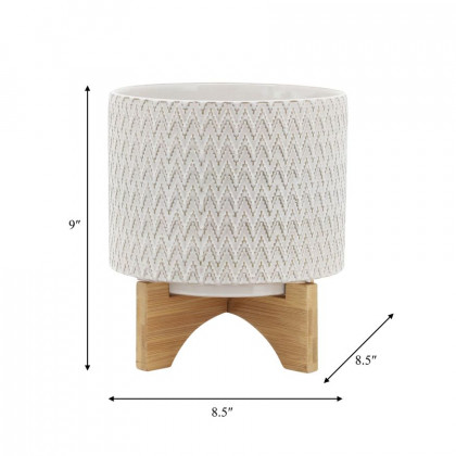 Sagebrook 8" Ceramics Planter With Wooden Stand