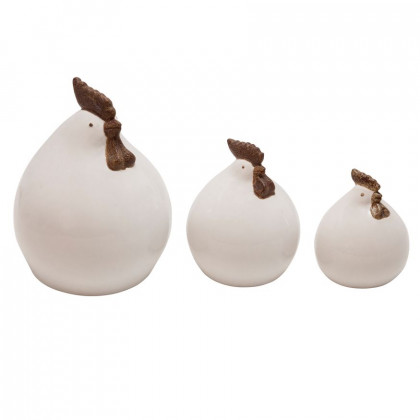 Sagebrook - Ceramic Roosters (Set Of 3) in White