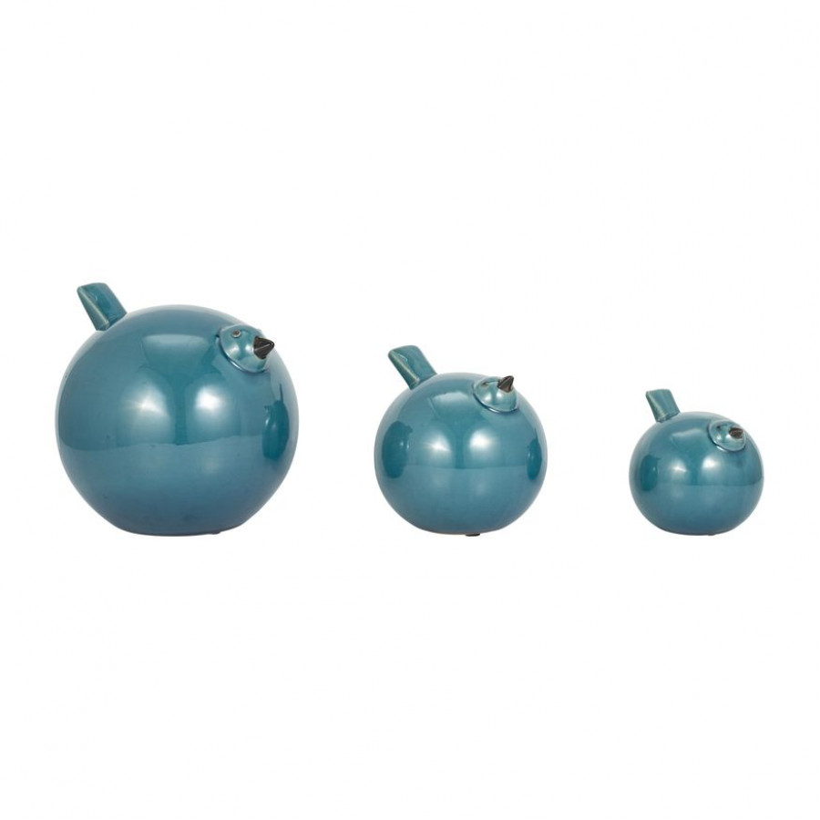 Sagebrook 7.5" Ceramic Birds (Set Of 3) - Teal